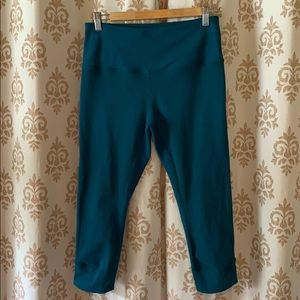 Zella teal ribbed crop leggings M